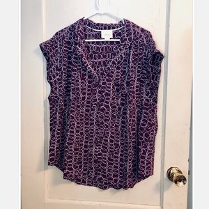 ANTHROPOLOGIE PURPLE SCRIBBLES BLOUSE - XL